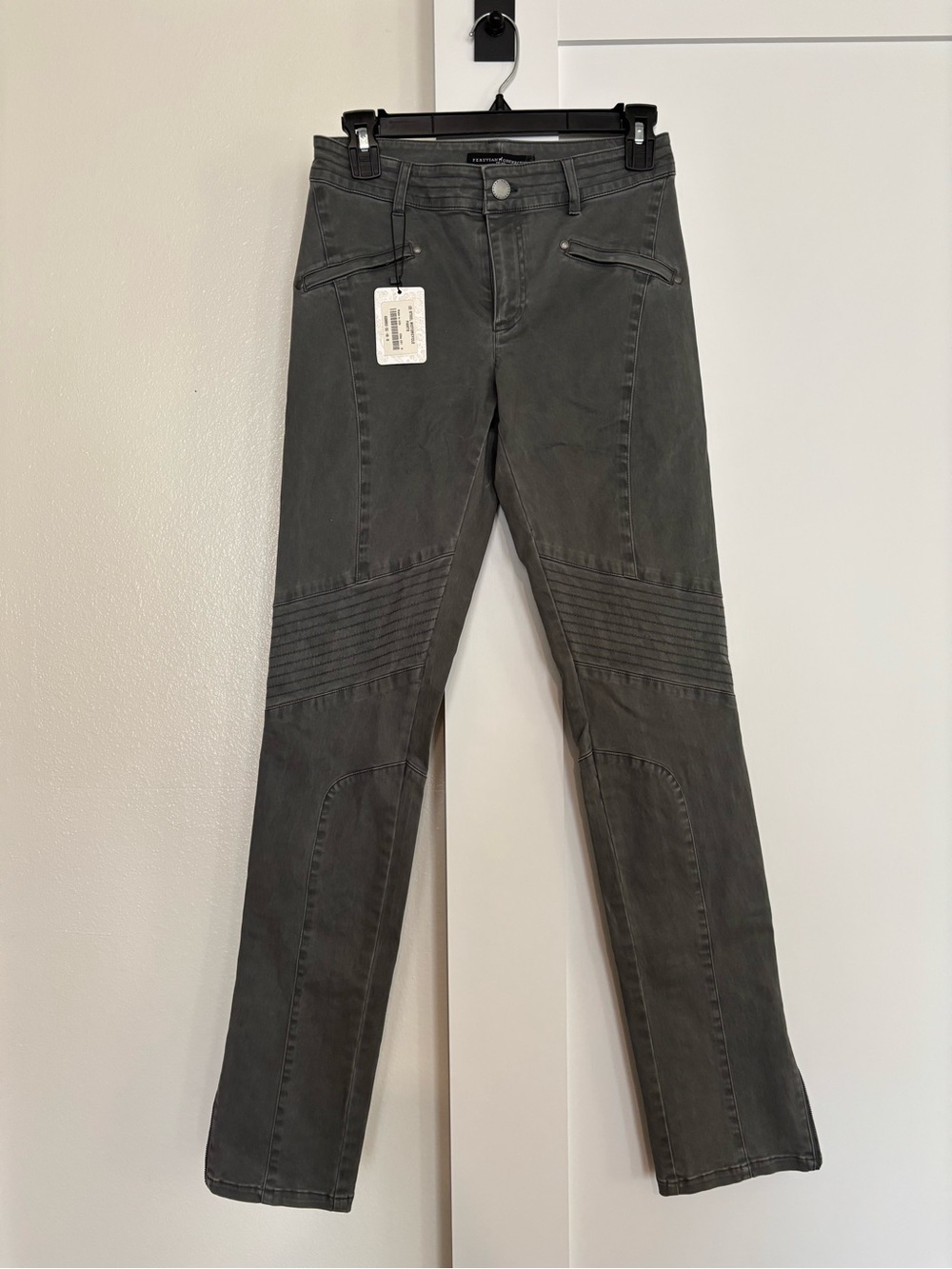 Peruvian Connection women’s gray Moto pants with zip ankle size 2